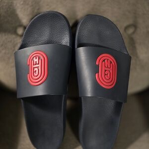 Coach Black Slides with Red Logo